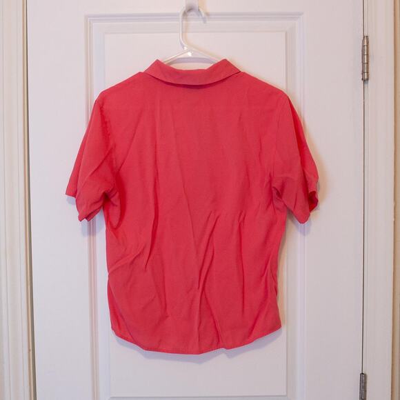 Feminine VTG Joanna Shirt Hot Pink Button Pocket Short Sleeve S | Bright Spring - Picture 2 of 7